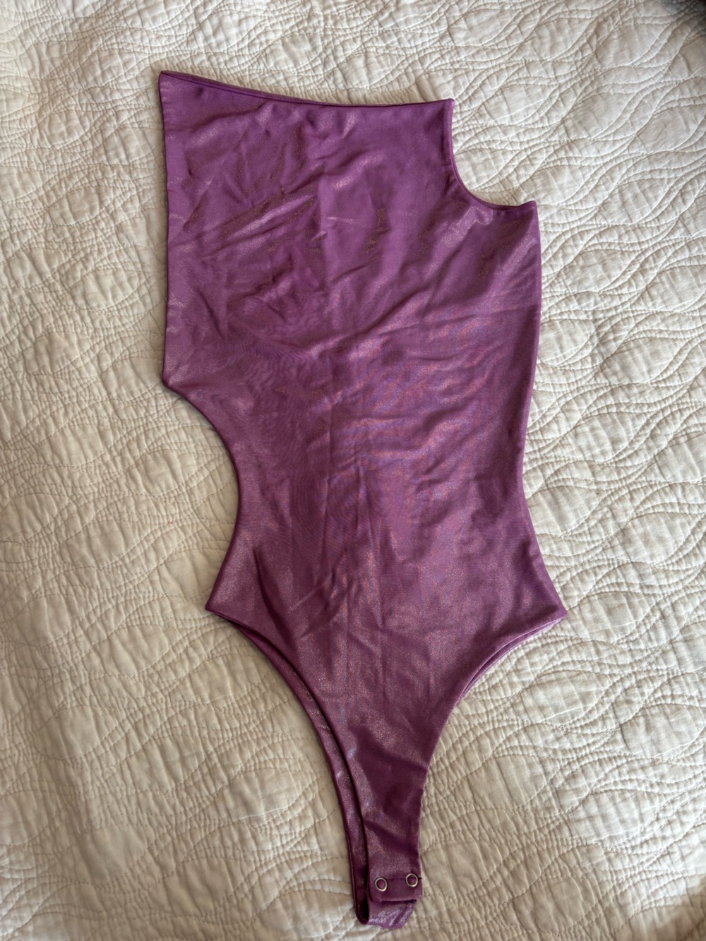 One-Shoulder Shimmery Purple Bodysuit